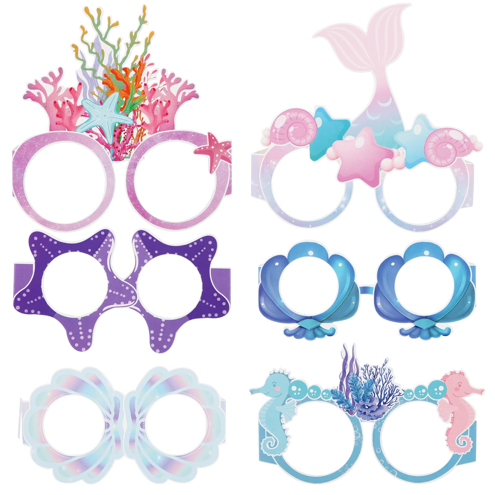 Jodsen 12 Pairs Novelty Luau Party Glasses,Paper Party Eyeglasses Mask,Hawaiian Funny Ocean Eyewear Glasses for Adults Children Tropical Beach Summer Party Photo Booth Props Supplies Fancy Dress