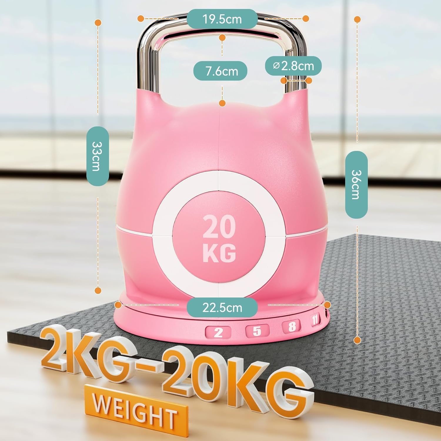 Kettlebell Verstellbare Hanteln Set 7 in 1 Kugelhantel für Home Gym | Hantelset Fitnessgeräte für Zuhause | Dumbbells Sportgeräte Zuhause Kugelhantel Gewicht Hantel Set