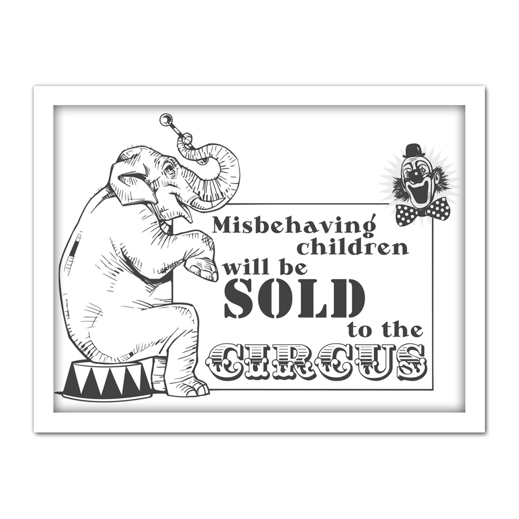Wee Blue Coo Misbehaving Children Sold Circus Artwork Framed Wall Art Print 18X24 Inch