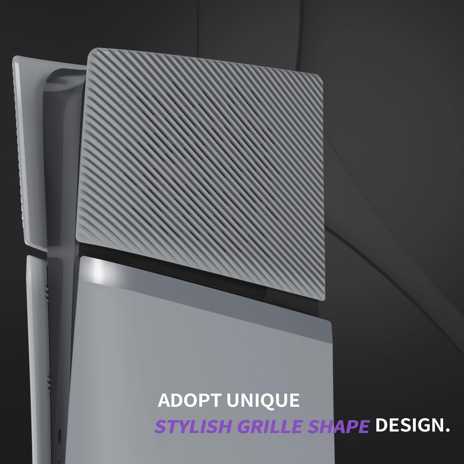 eXtremeRate eXcover Carcasa Superior e Inferior de Repuesto Compatible con ps5 Slim Edición Digital, Paneles Laterales y Tapa Trasera con Ventilación para ps5 Slim Digital Consola - New Hope Gray