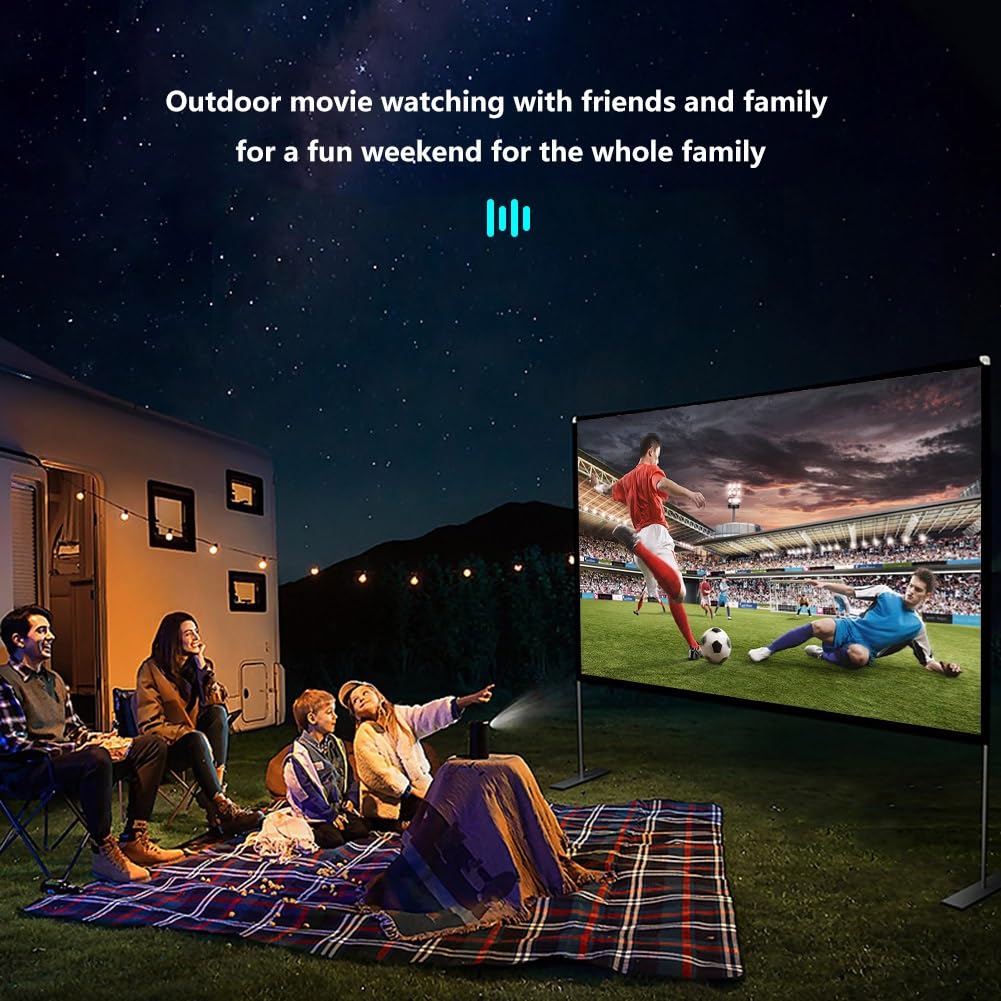 Schermo per Film in Fibra di Vetro da 80" 100" 120" per Esterni con Supporto, Schermo di Proiezione Mobile Ultra HD 16:9 per Home Theater(120"(16:9))