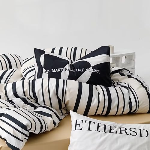 Miniatura 394 de Luxlovery - Juego de edredón azul neblina, tamaño matrimonial, minimalista, azul polvoriento, edredones de algodón suaves y transpirables, azul