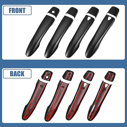 Miniatura 5 de uxcell 1 juego de cubierta para manija de puerta automotriz para Nissan Rogue 2014-2019 Ptetector de manija de puerta de automóvil con 2 agujeros