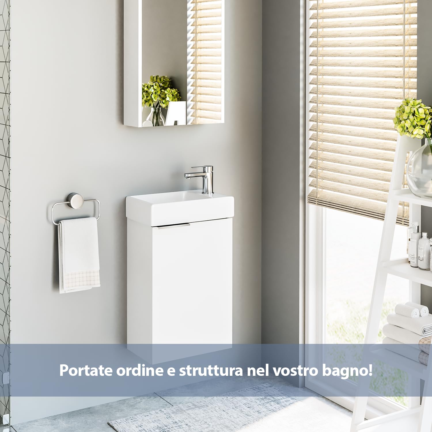 Planetmöbel Sifone per lavabo e lavabo, scarico in plastica bianca, sifone tubolare 1 1/4