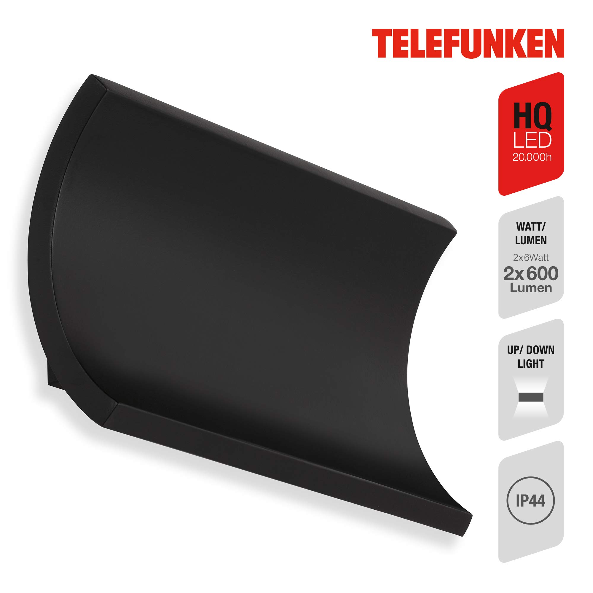 Telefunken LED Außenwandlampe - 12W 1200 Lumen IP44 Weiß