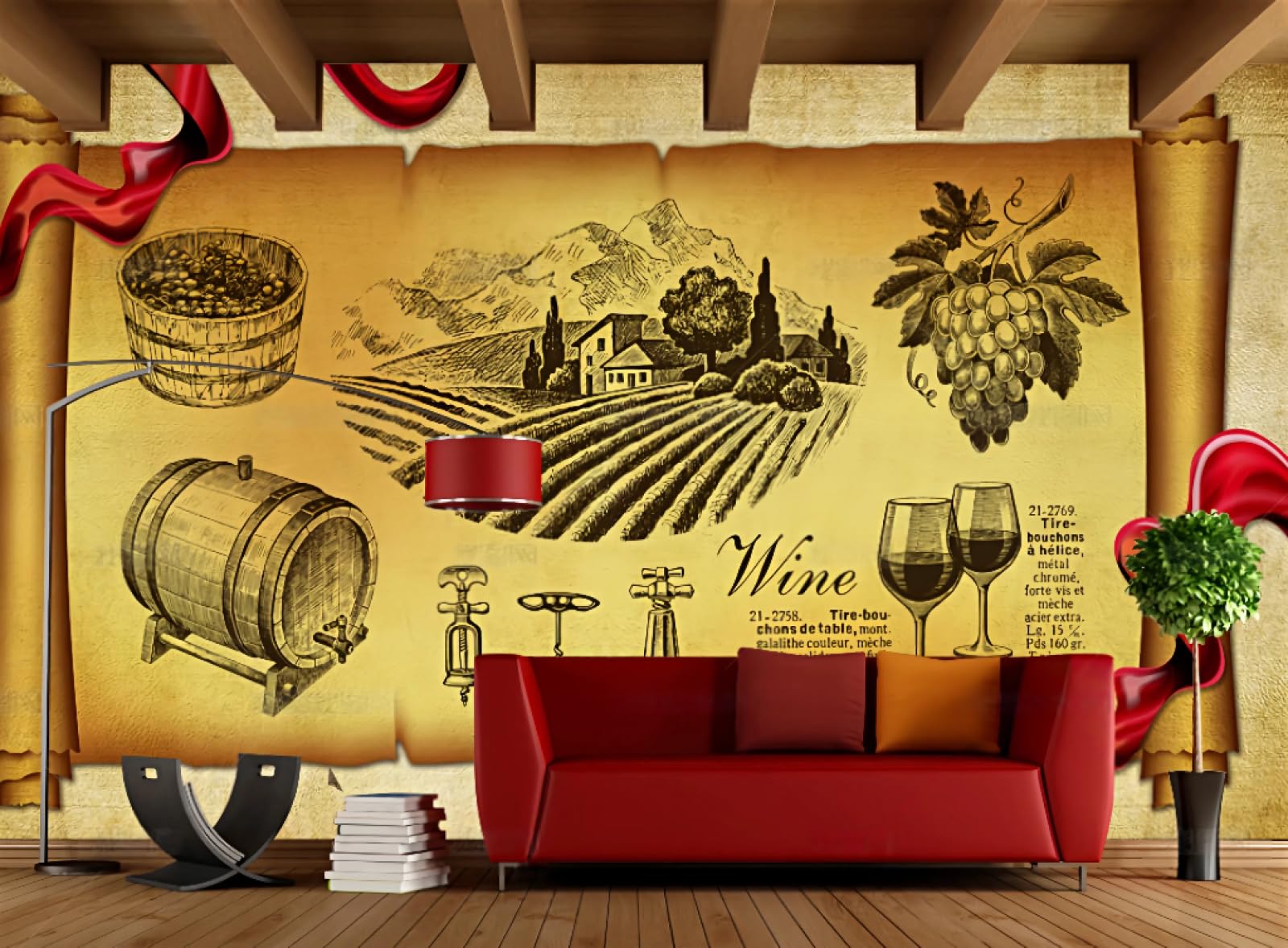 Vintage ręcznie malowana tapeta do piwnicy, baru, hotelu, kawiarni, restauracji, mural, 3D, 430 x 300 cm