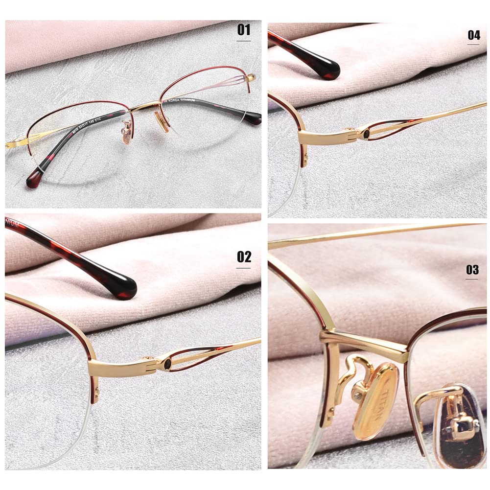 RICCIE Gafas de Lectura HD de Titanio Puro contra la luz Azul, 1,56 Lentes de Resina asférica/antirradiación Gafas dioptrías +1,0 a +3,0,01,+1.5