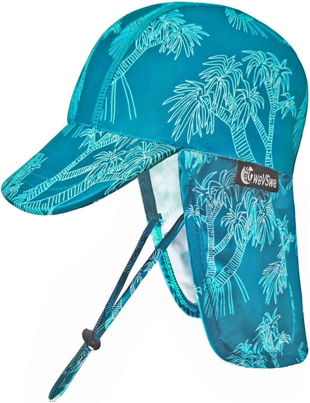 weVSwe Baby zonnehoed UV SPF50 zonnebescherming nekklep hoed verstelbare kinriem kleine kinderen zomermuts, blauw, 12-24 Maanden