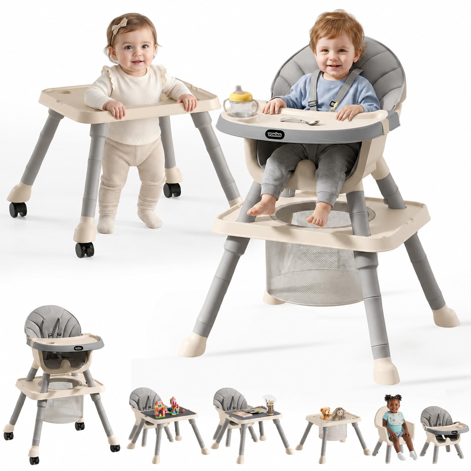 INFANS 9-in-1 Convertible High Chair & Toddler Activity Table