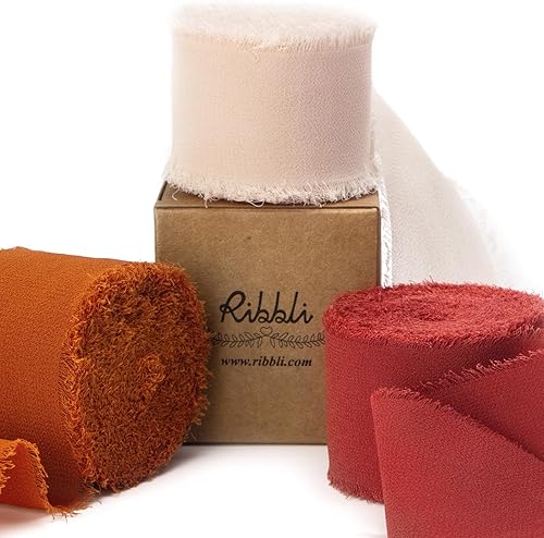 Miniatura 27 de Ribbli Cinta de gasa color marfil de 1-1/2 pulgadas x 30 yardas, hecha a mano con flecos, cinta de seda marfil, cinta crema para invitaciones