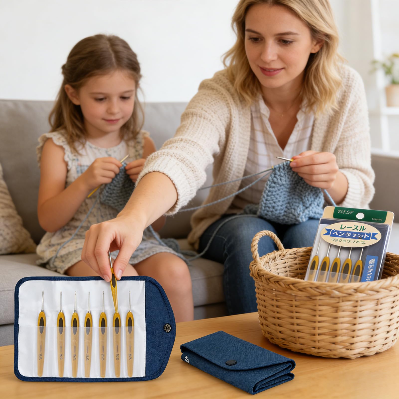 Juego de agujas para amantes del tejido, diseños ergonómicos de varios tamaños, Estuche portátil para herramienta de encaje artesanal