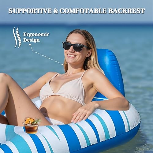 Miniatura 2 de Flotadores de piscina para adultos  Piscina de bronceado inflable, flotadores de piscina extra grandes para adultos, flotador de agua resistente con