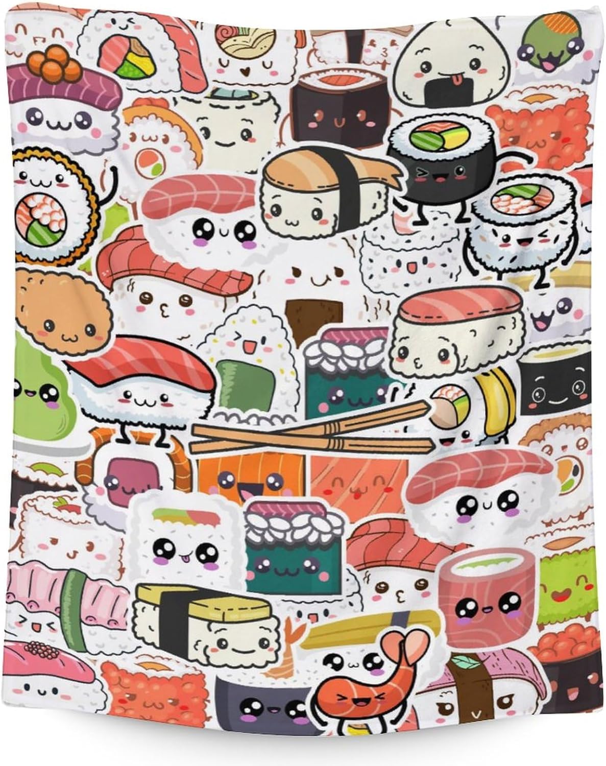 Sushi Blanket Gifts for Adults - 60x80 Inches Twin Size - Soft Lightweight Fuzzy Sushi Blankets - Colorful Cute Throw for Bed, Couch, Living Room