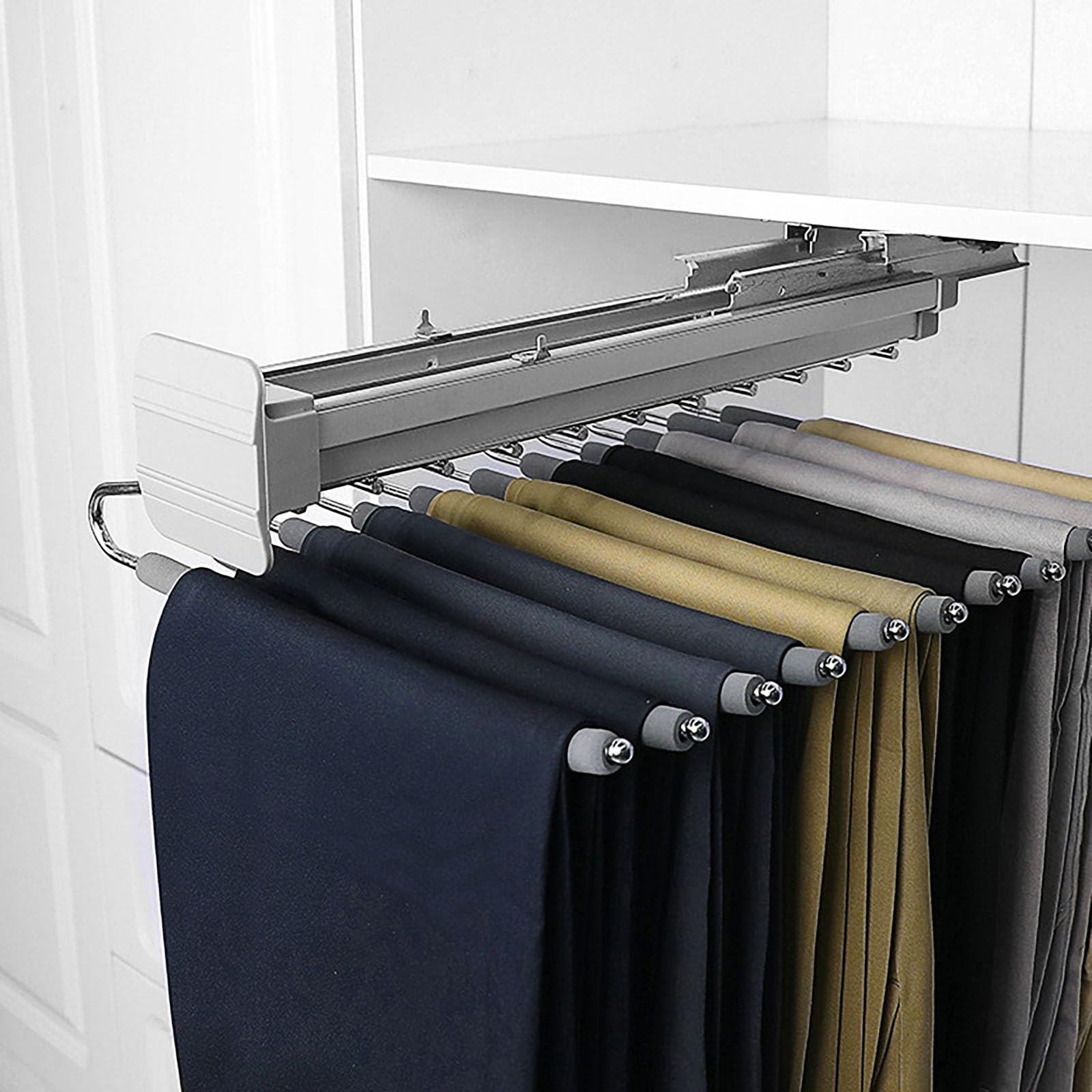 Porte-pantalon extensible penderie double rangée coulissante