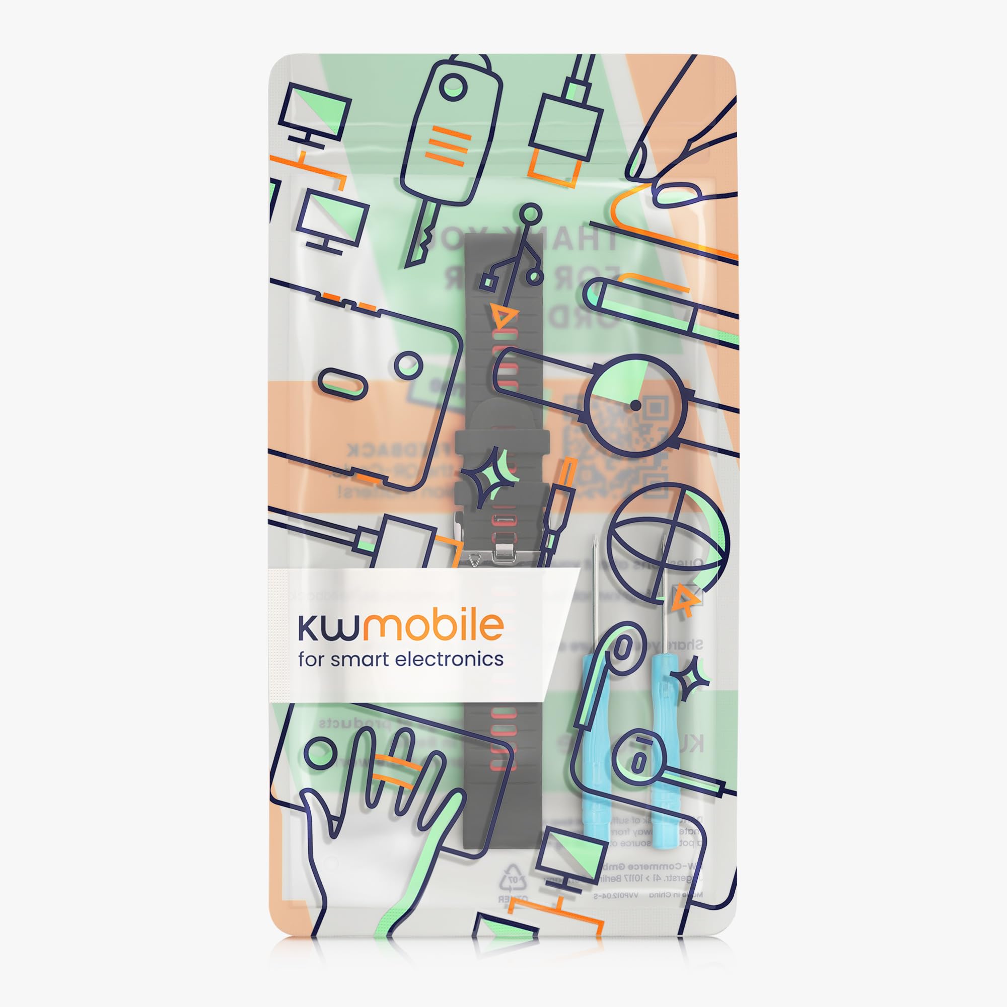 kwmobile Pasek do zegarka, kompatybilny z paskiem Garmin Epix 2, czarny/czerwony