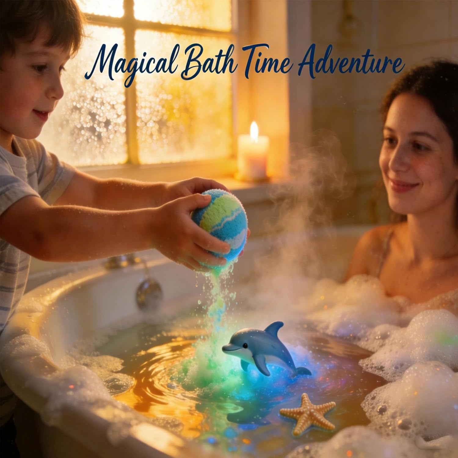 12-Pack Bath Bombs with Surprise Toys Inside, Natural Organic Bath Fizzies with Shea Butter, Ocean/Animal/Series (Blue)