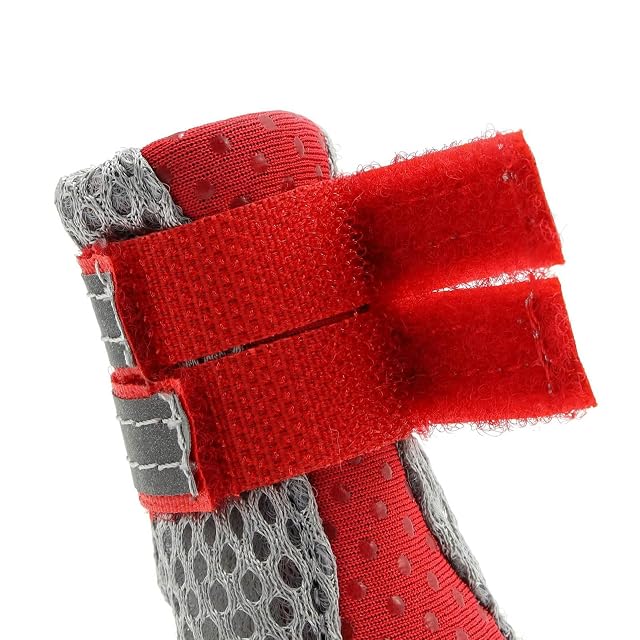Foto 6 de 7 de Zapatos casuales para mascotas, 4 unidades, con cierre reflectante, antideslizantes, transpirables, de malla