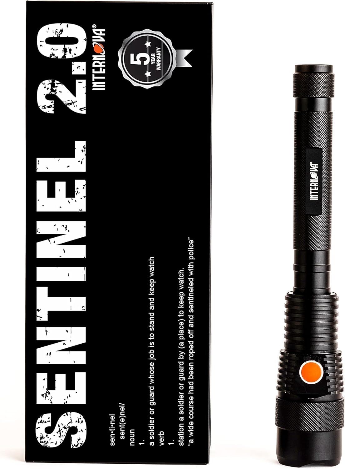 INTERNOVA® Sentinel 2000 Lumen Rechargeable Flashlight 10.5 Inches - LED Flashlight Includes USB Cord & Magnetic Sealed Gift Box
