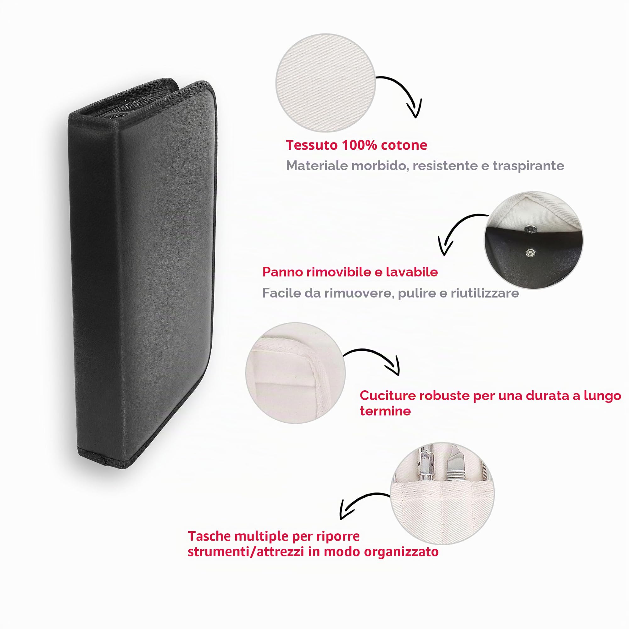 Custodia per la podologia, manicure e pedicure, strumenti cosmetici vuoti: 36 x 23 cm, Nero, In eco