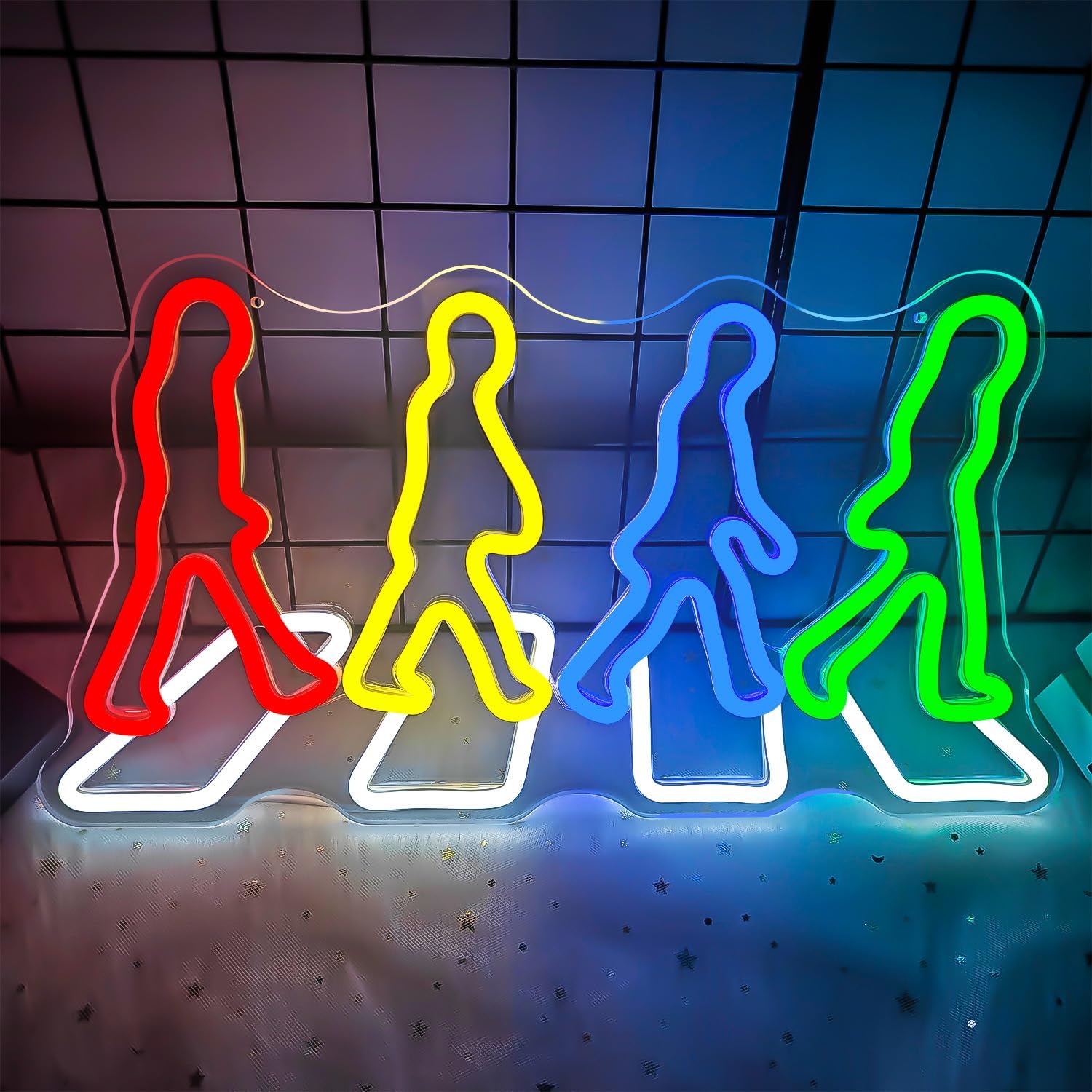 Rock Band Neon Sign Music Neon Lights Wall Art Led Neon Sign for Wall Decor Dimmable Abbey Road Light Up Sign for Bedroom Man Cave Decor Rock Fans Gifts Music Studio Party - Image 2