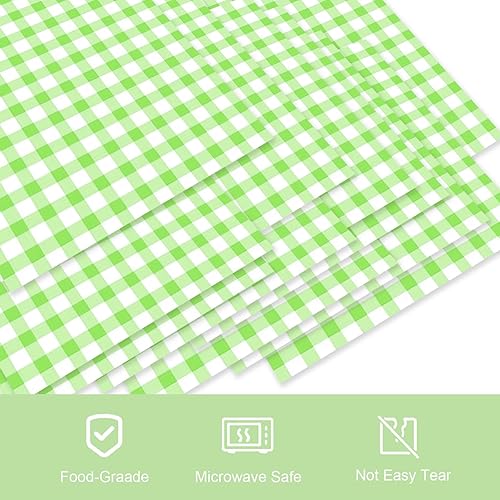Miniatura 4 de Yuyouqu 50 hojas de papel de delicatessen a cuadros verdes de 11 x 11 pulgadas, hojas de papel encerado desechables precortadas, a prueba de grasa,