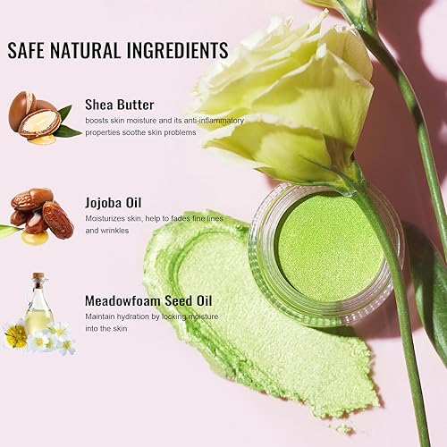 Miniatura 5 de Oulac Sombra de ojos verde azulado con purpurina verde sombra de ojos altamente pigmentada, sombra de ojos impermeable y duradera para mujeres con