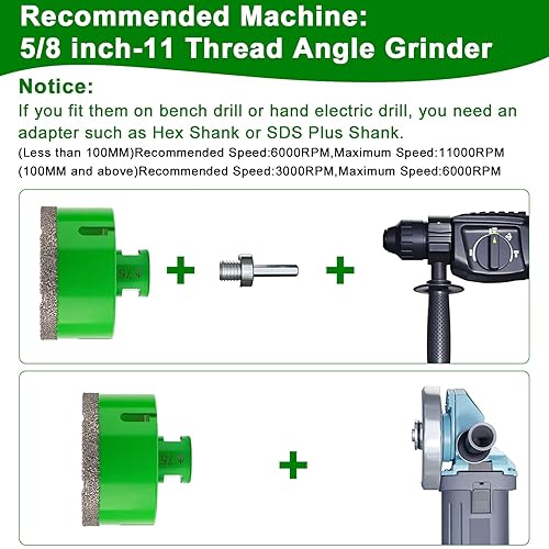 Miniatura 6 de Kit de sierra de agujero de diamante, 7 piezas de sierra de agujero para azulejos de porcelana, cerámica, mármol, ladrillo de hormigón con rosca de