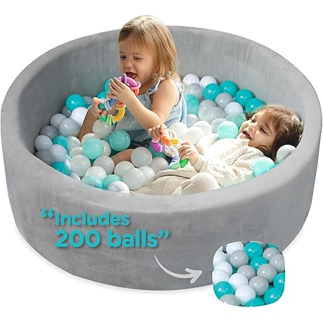 Nuby Velvet Ball Pit Playpen for Toddlers with 200 Balls