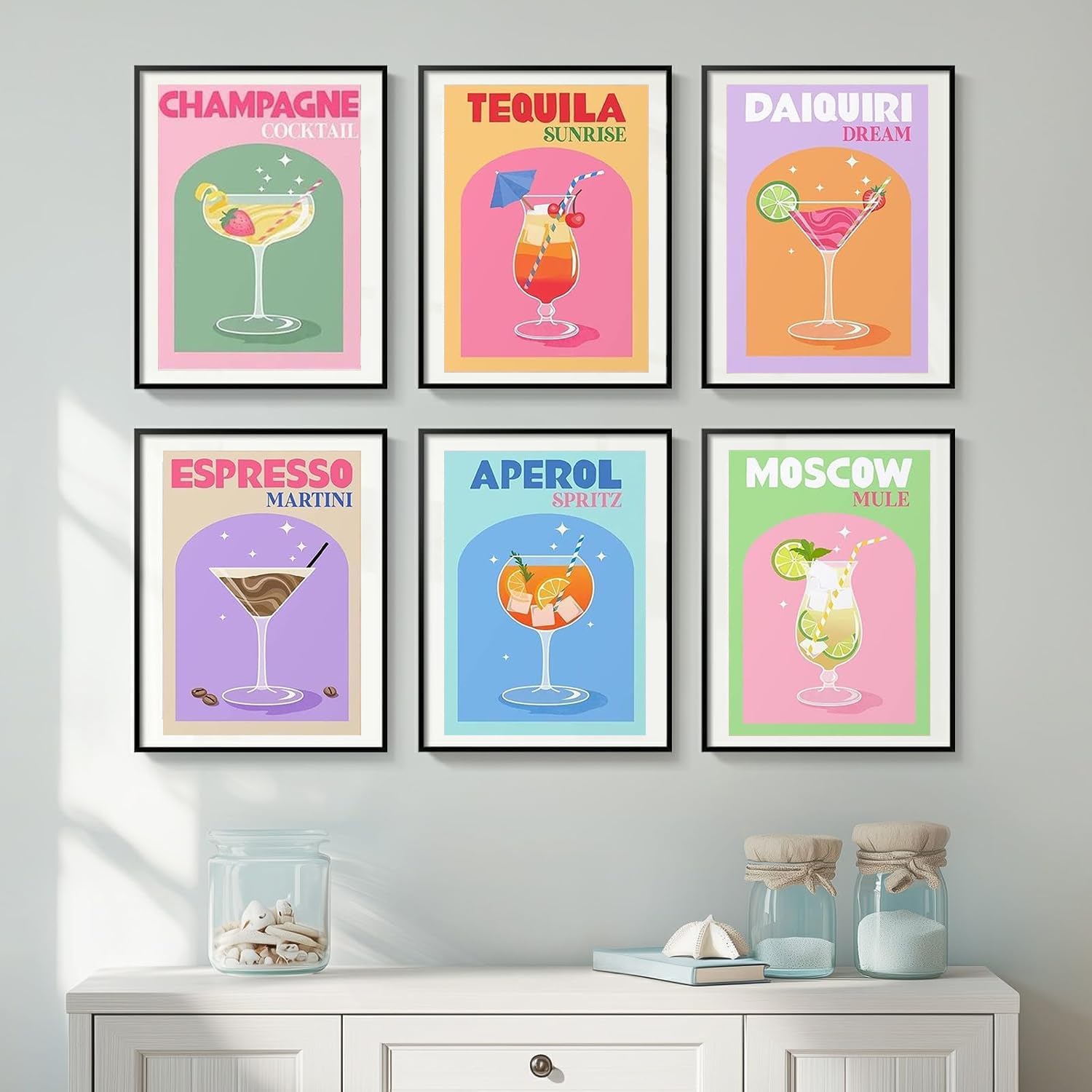 DAZZLEDOTS 6 Pack Diamond Art Kits for Adults, Cocktail Diamond Painting 5D Diamond Art Kits for Beginners Retro Cocktail DIY Full Drill Paint by Diamonds Dot Gem Art for Home Wall Decor 12x16Inch