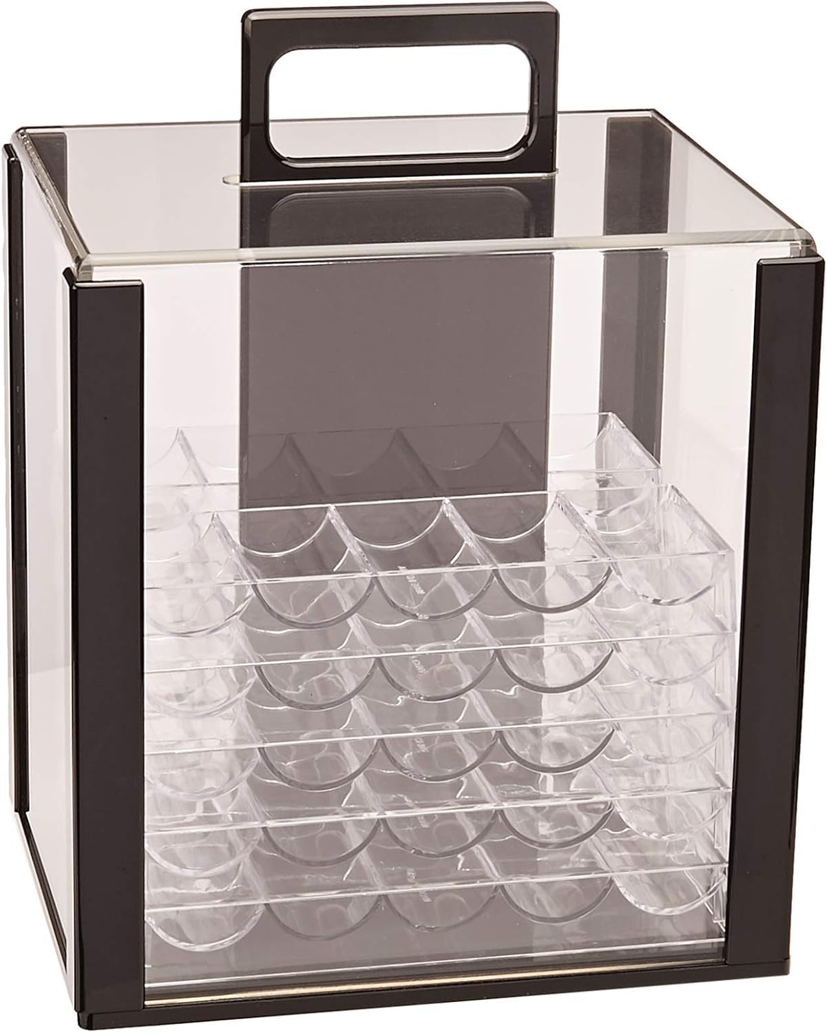 Brybelly 10 Clear Acrylic Poker Chip Trays | for Standard Size Chips & Clay Chips | 10 Total Trays, Each Holds 100 Chips