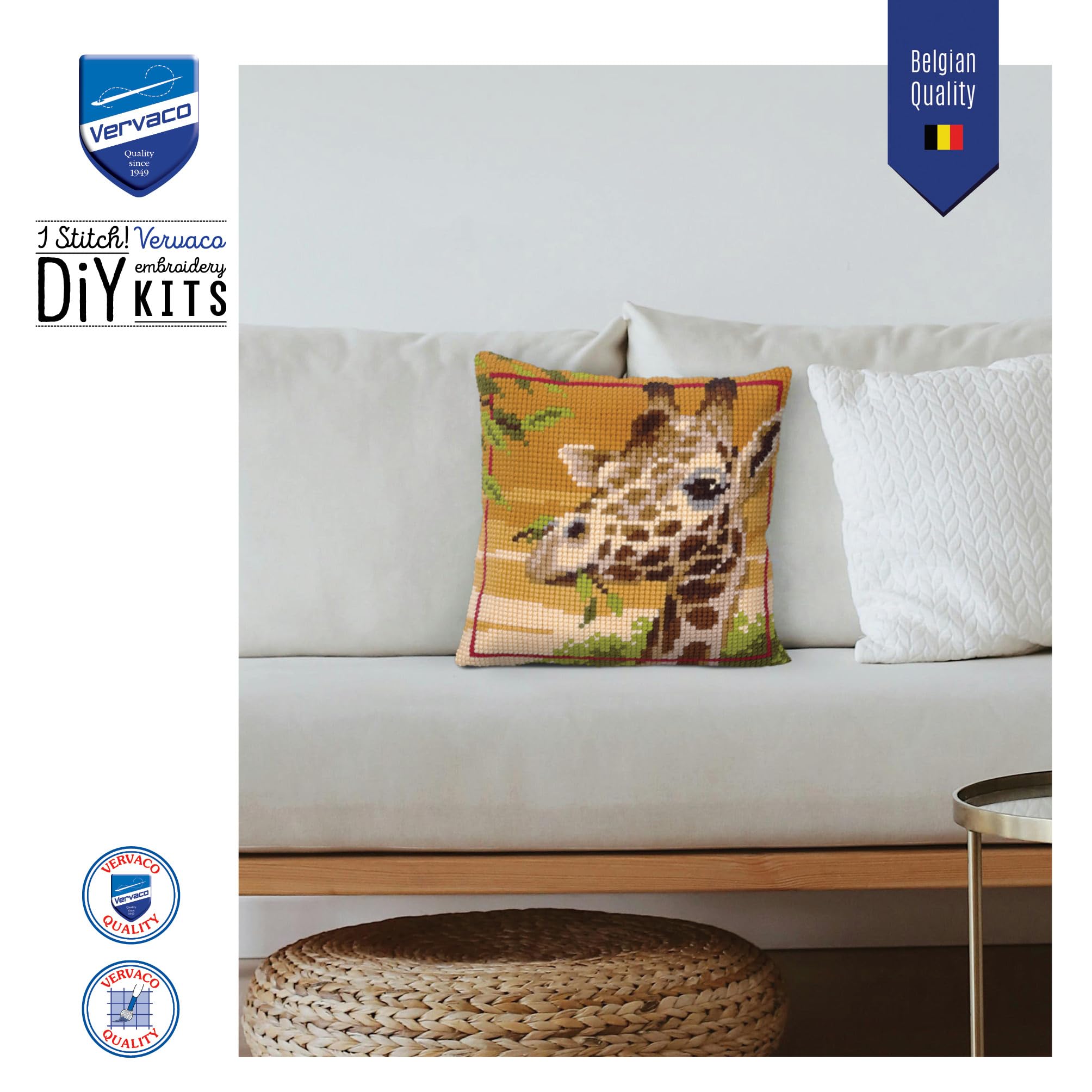Kleurrijke giraf-borduurkussen DIY kit - België