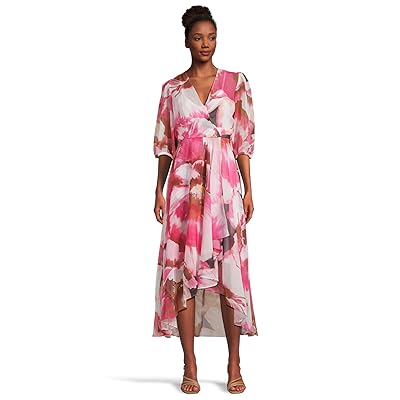 Calvin Klein Chiffon Floral Faux Wrap Women