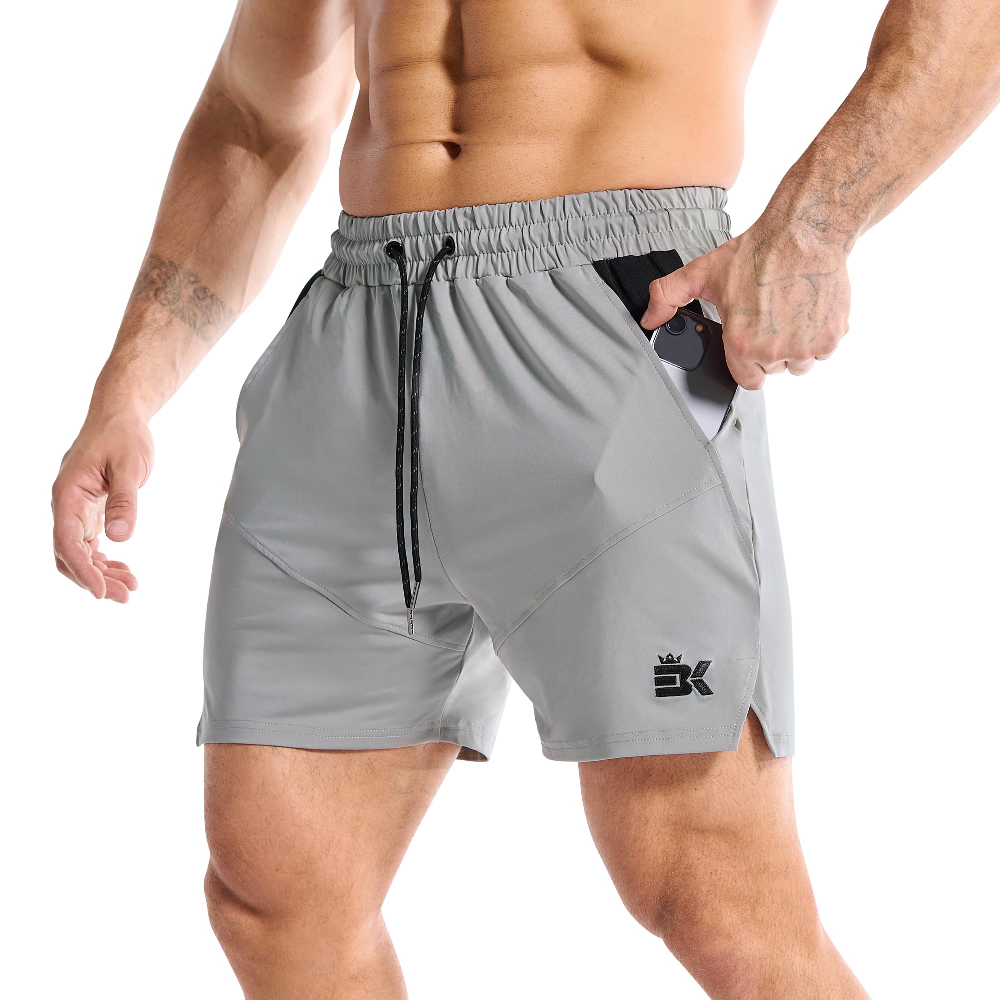 BROKIG Leichte Sporthose Herren Kurz mit Meshtasche, Schnell Trocknend Gym Workout Shorts Fitness Laufhose Herren Kurz