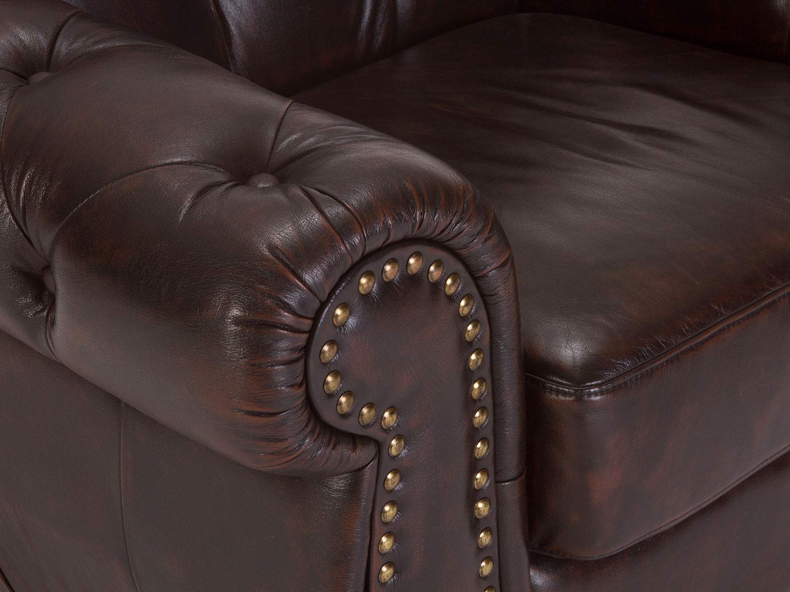 Woodkings Chesterfield Sessel Hereford Echtleder antik Braun | Bürosessel, Federkern, Clubsessel, Englisches Leder, Unikat