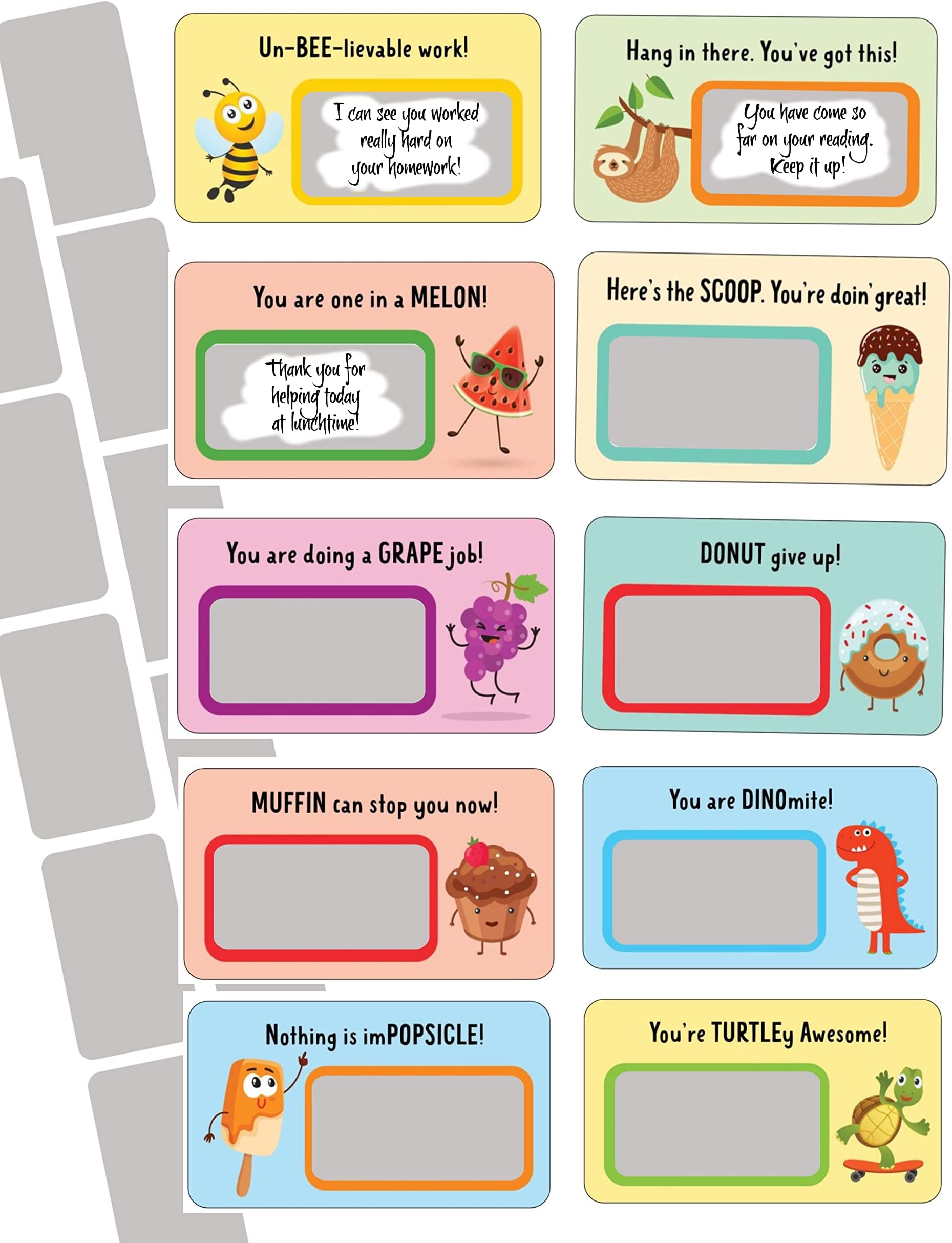 Scratch Off Pun Cards - Funny Notecards for Kids, Blank Section to Write A Message - 10 Different - Pack of 20 Cards - 2" x 3.5"