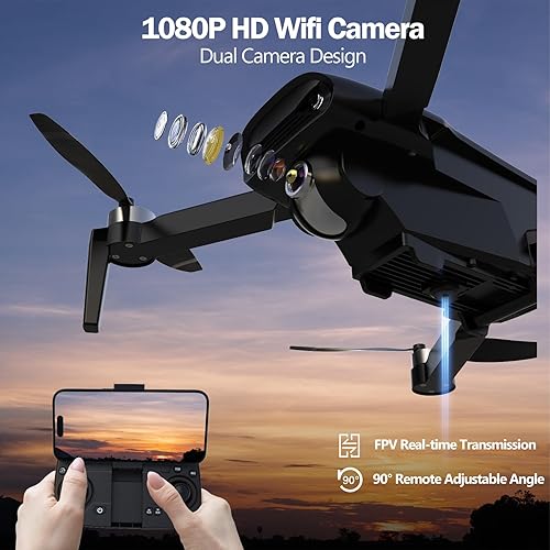 Miniatura 10 de LMRC -12 RC Quadcopter con cámara UHD de 1080p para adultos, Drone FPV de 5 GHz con motor sin escobillas, retención de altitud, sígueme, ruta de