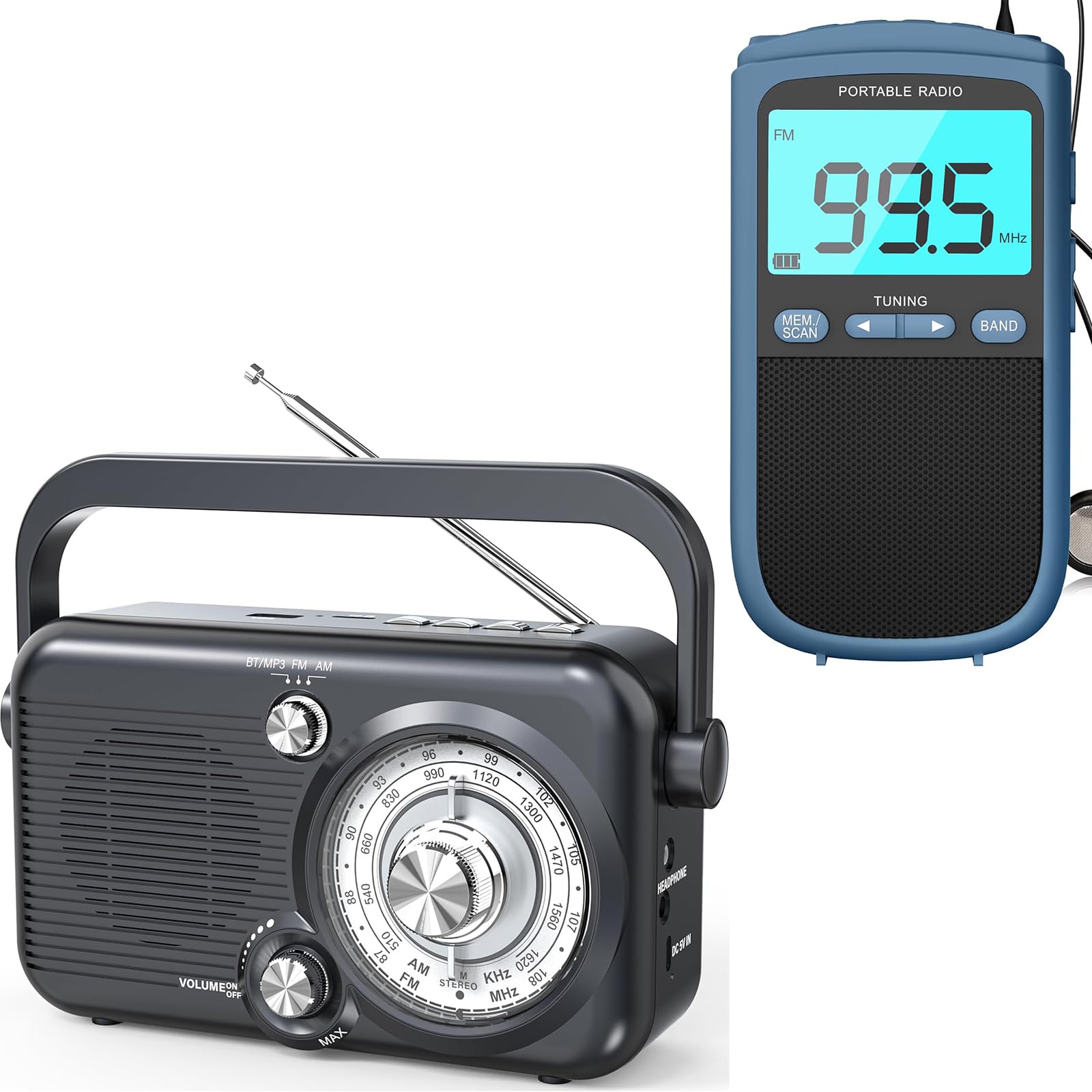 Portable AM/FM/SW Radio with Best Reception,900mAh Walkman Radio with LCD Display, Digital AM FM Radio with Headphones,Pocket Radio with Rechargeable Battery,Digital Tuner and Presets for Walking