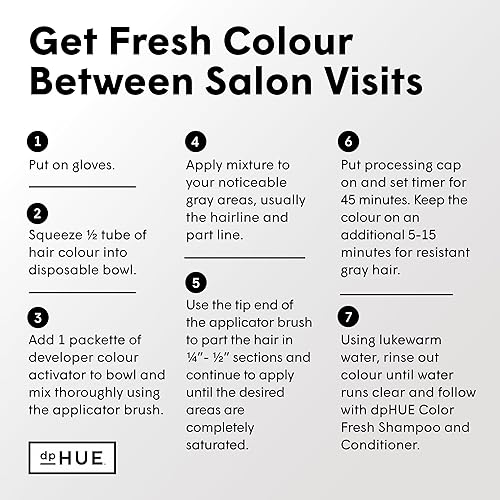 Miniatura 5 de dpHUE Kit de retoque de raíz color marrón claro 2 aplicaciones solución permanente de retoque y cobertura de raíces color crema con bajo contenido