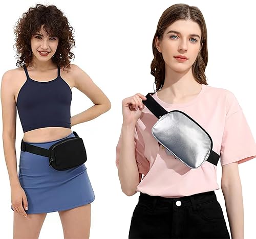 Miniatura 6 de Riñonera cruzada negra para mujer, bolsa de cinturón ajustable para exteriores, entrenamiento, viajes, casual, correr, senderismo, ciclismo,