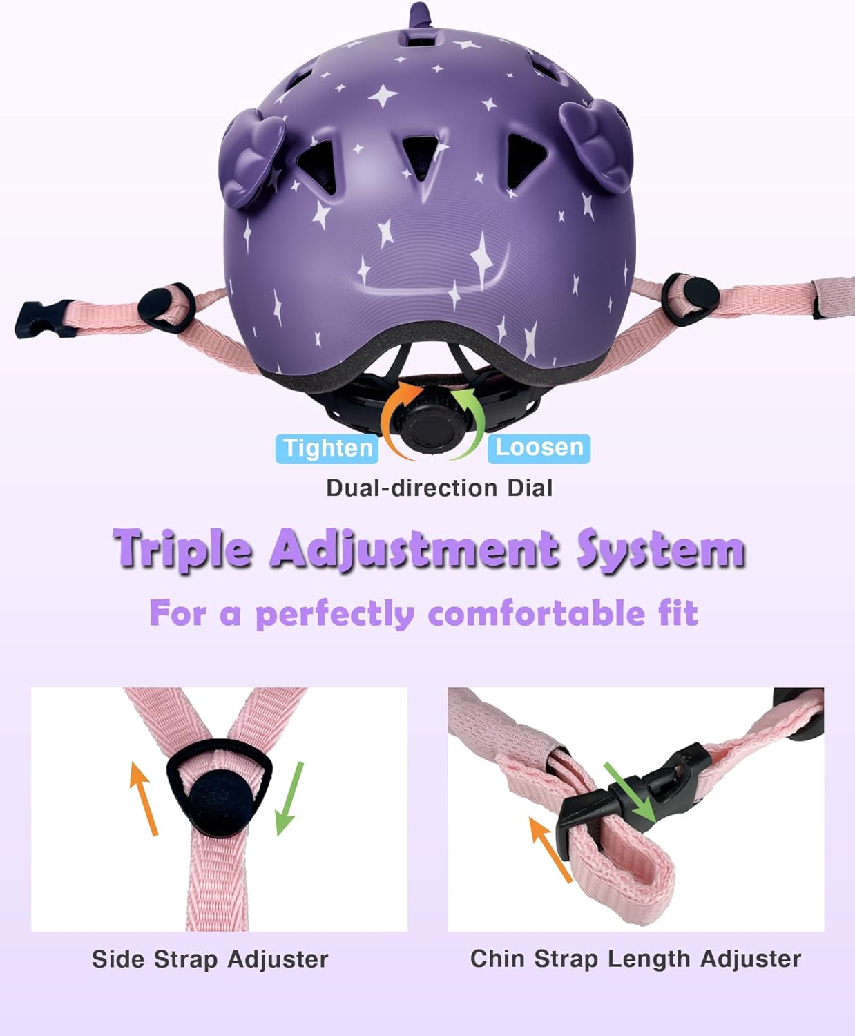 Toddler Helmet, Kids Bike Helmet, Adjustable 3 Sizes for Infant Baby Ages 0-2 2-5 5-8 with Unicorn, Dinosaur, Shark Designs,Boys Girls Bike Helmet for Multi-Sport - Image 6