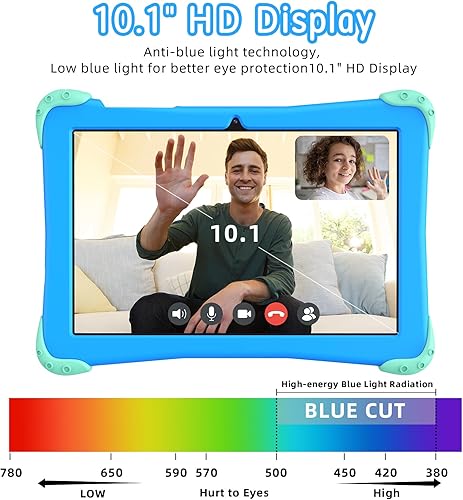 Miniatura 4 de Fivahiva Tableta para niños de 10 pulgadas Android 14 con funda, 8 núcleos 10GB+64GB, tabletas para niños pequeños con cámara dual WiFi, control