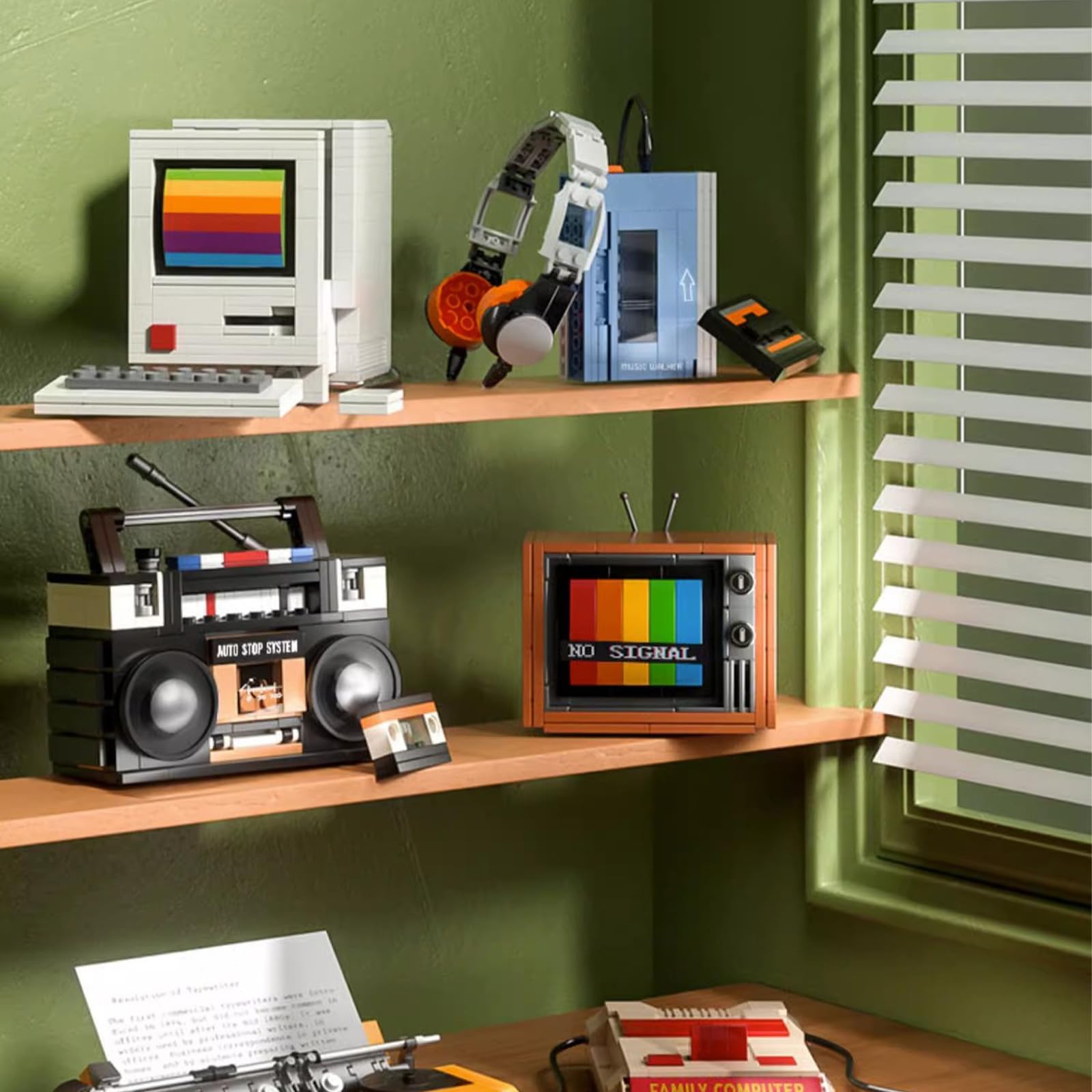 NOOLY Kit di Blocchi da Costruzione Vintage per Bambini e Adulti, Decorazioni per La Casa e L'Ufficio FGKLJM-01 (Nastro Radio, 168 Pezzi