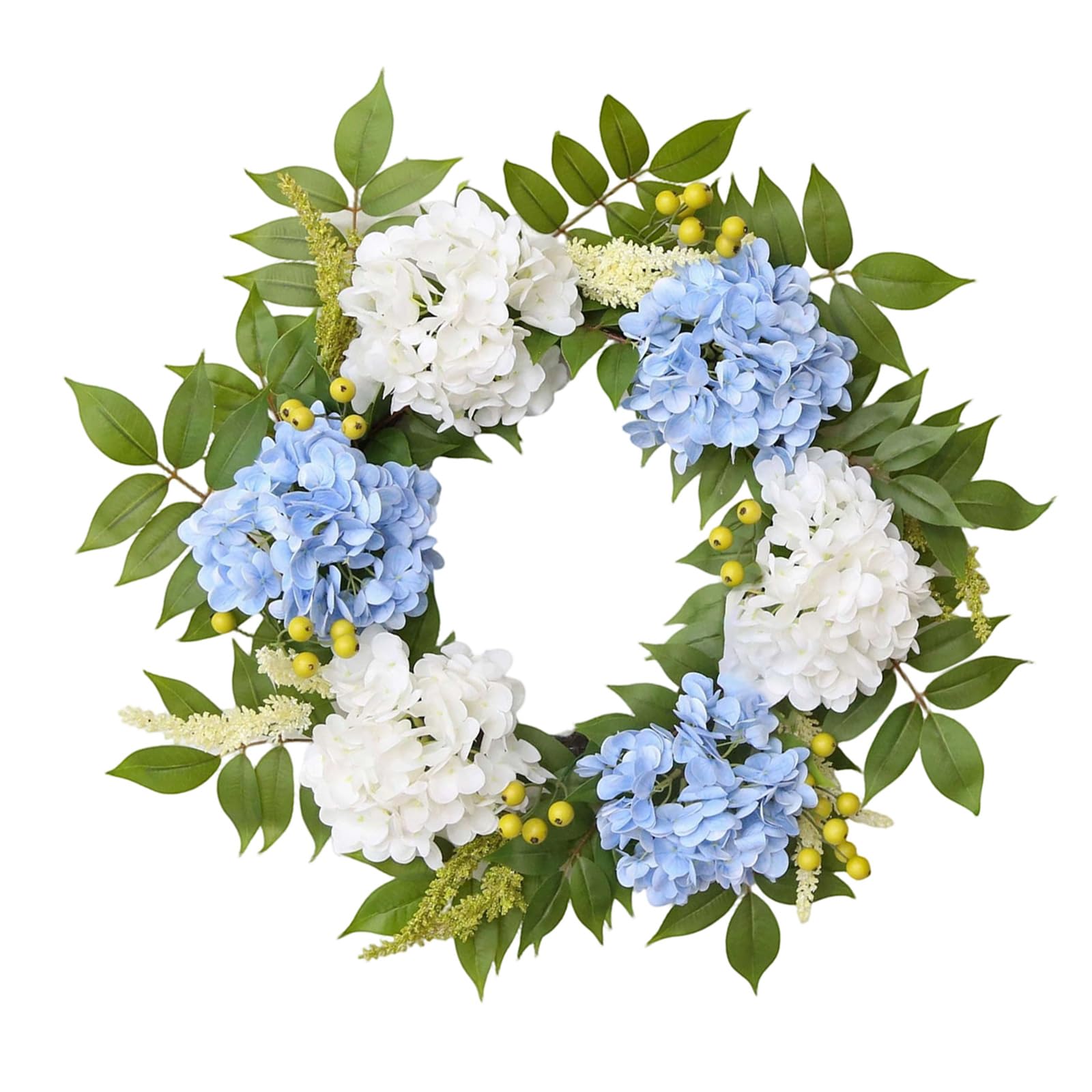 Whoasyst Realistic Fabric Hydrangeas Flower Wreath Floral Garlands Perfect for Seasonal Door Wall Decoration Season Blossomy Wreath Deck