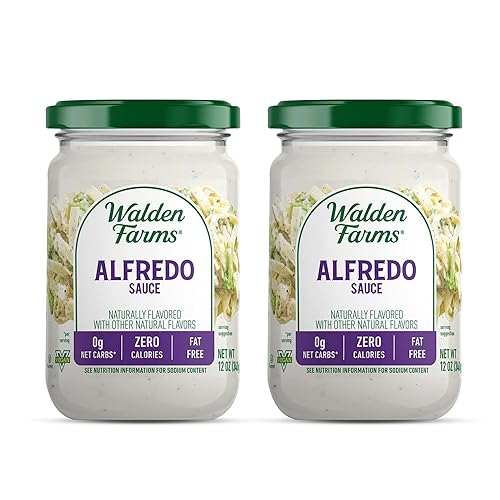 Walden Farms Salsa ligera Alfredo de 12 onzas (paquete de 2) Gruesa y cremosa, vegana, apta para paleo y ceto, sustituto de la leche sin lácteos,