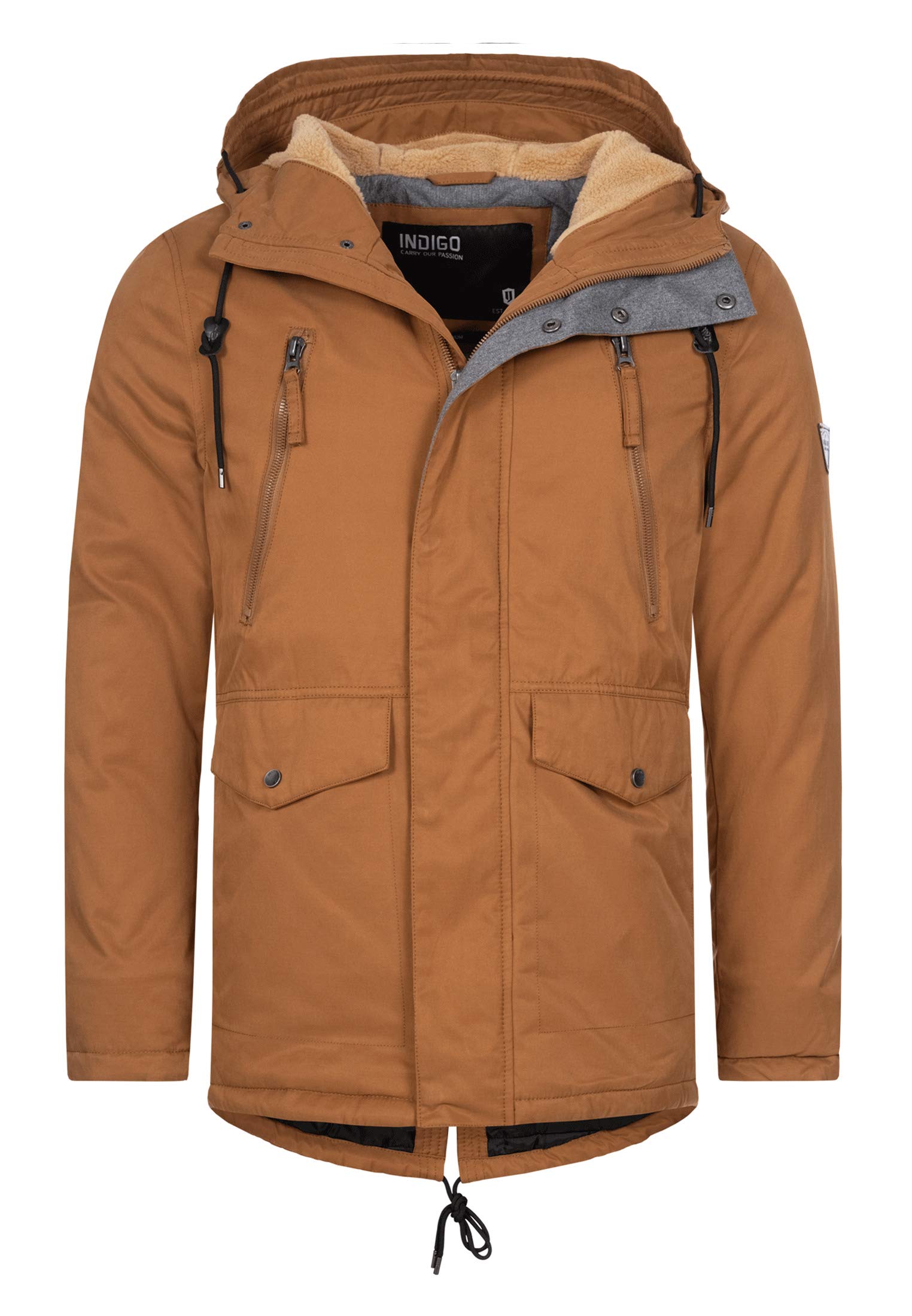 Indicode Herren Loaf Herrenmantel mit verdeckter Knopfleiste und Kapuze | Eleganter Herrenmantel mit verdeckter Knopfleiste, Wintermantel, Businessmantel, Wollmantel, stilvoller Mantel für Männer