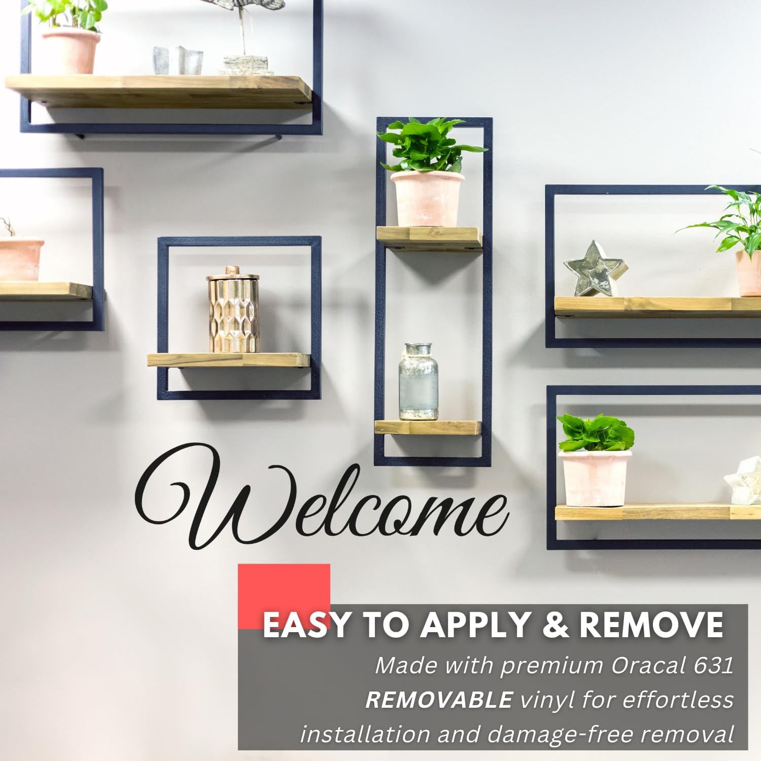 My Vinyl Story - Welcome - Inspirational Family Home Wall Decal Sticker Quote Vinyl Art Decor for Front Door Office Classroom Living Room - Easy to Apply, Removable (Black, 48x14 inches)