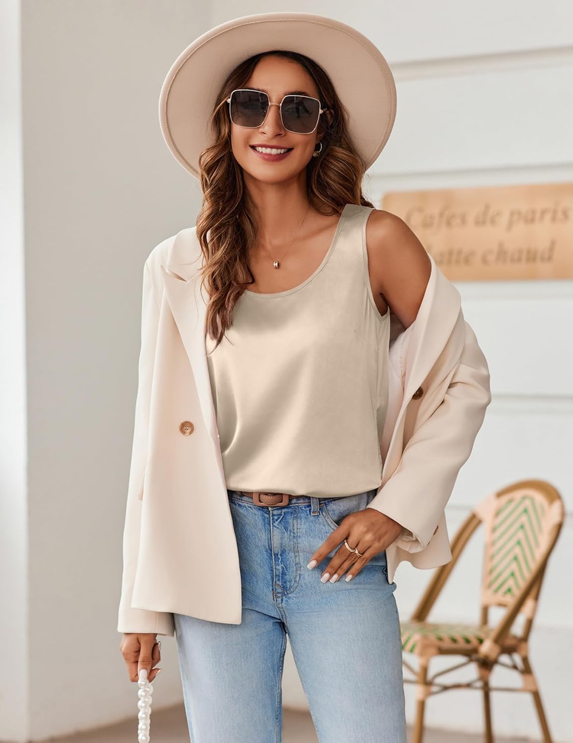 Zeagoo Silk Satin Tank Tops for Women Scoop Neck Sleeveless Camisole Tops 2026 Summer Basic Blouses - Image 2