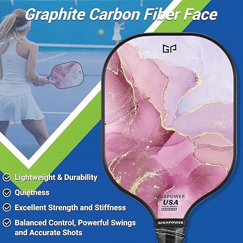 Miniatura 3 de Pickleball Paddles  USAPA Approved  Graphite CarbonFiberglass Face with Polypropylene Honeycomb Core  Lightweight Pickleball Paddles Set of 2