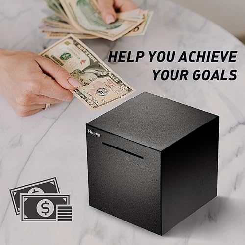 Miniatura 37 de Alcancía para adultos, hucha segura hecha de acero inoxidable, solo puede salvar la alcancía que no se puede sacar (7.9 pulgadas)