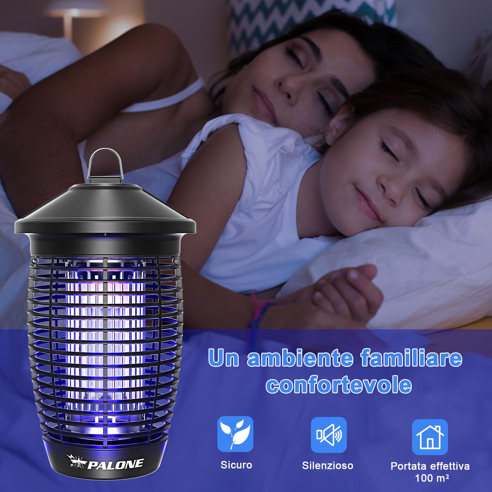 PALONE Lampada Antizanzare Elettrica, 4500V 20W UV Zanzariera Elettrica Impermeabile IPX4, per Insetticida Zanzare per Casa Giardino Interno Esterno Cucina, con 1 Spazzole Pulite